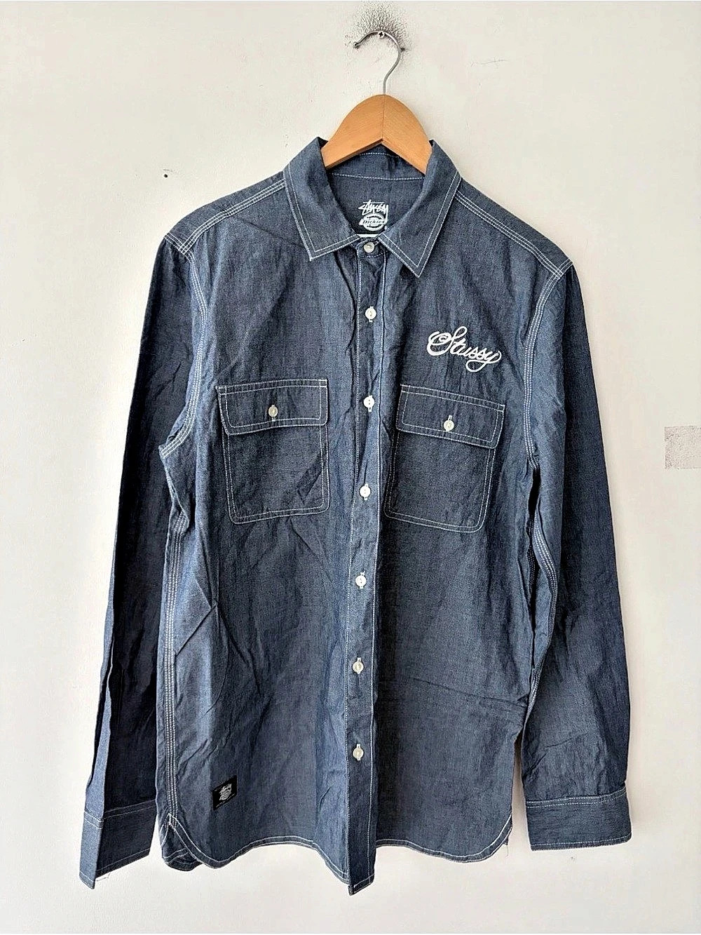 Stussy Dickies Mens Button Up Long Sleeve Shirt Size M